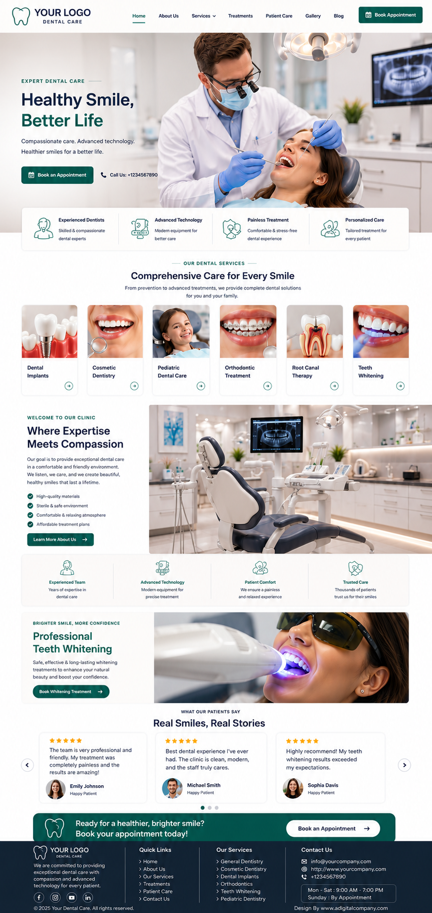 Dentist website design — Homepage — A Digital Company