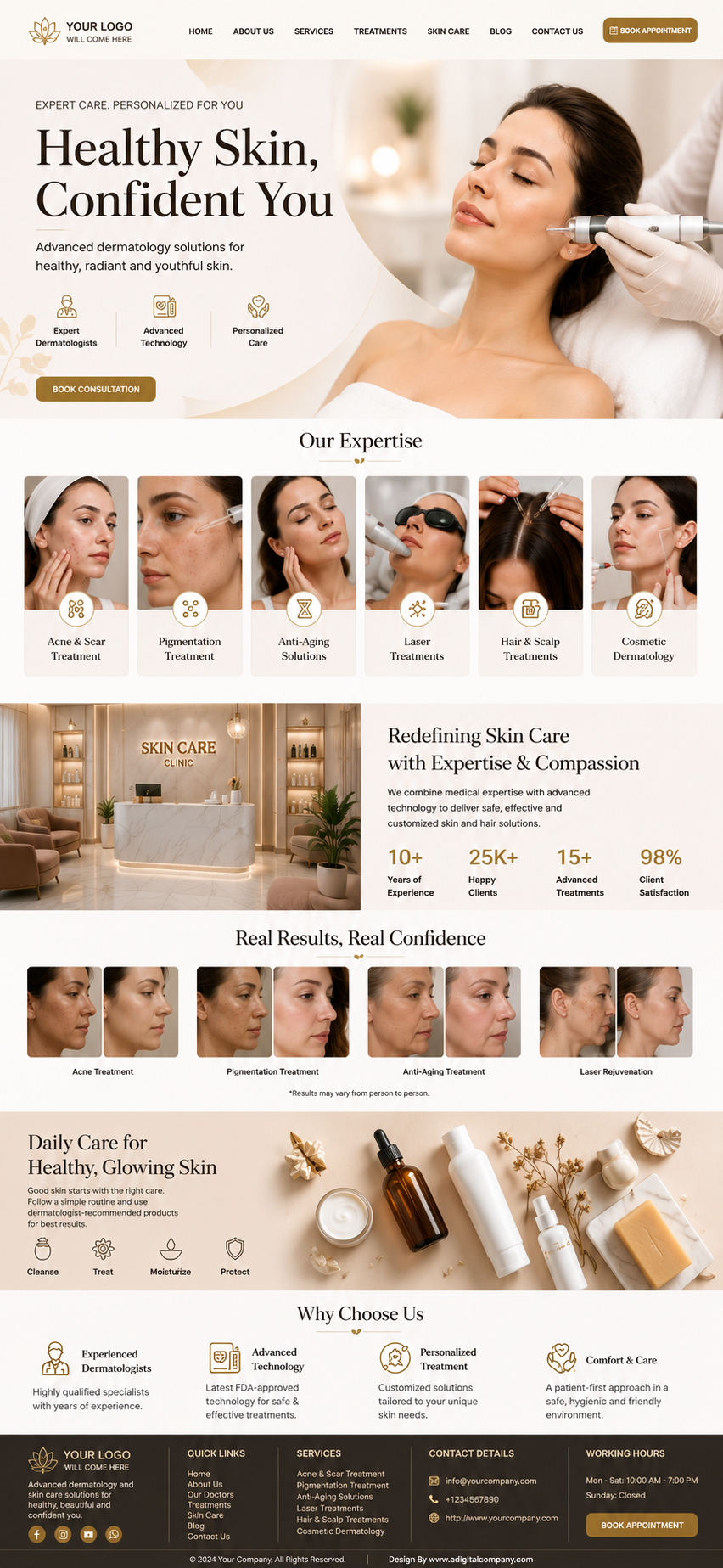 Dermatologist website design — Homepage — A Digital Company