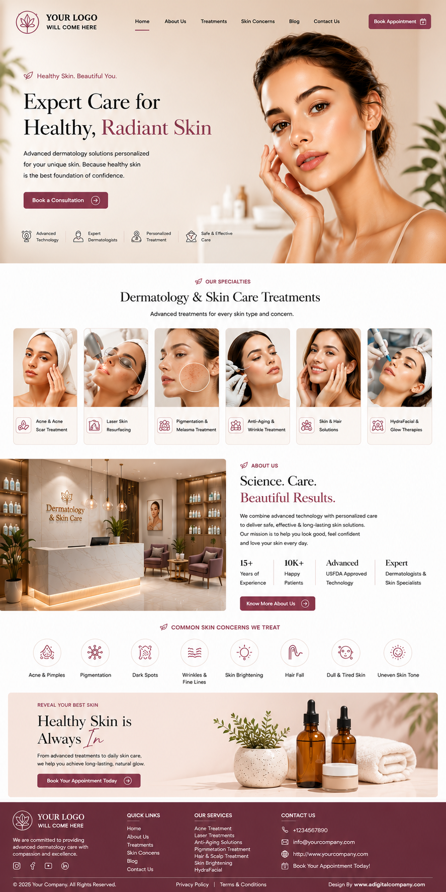 Dermatologist website design — Page view 3 — A Digital Company