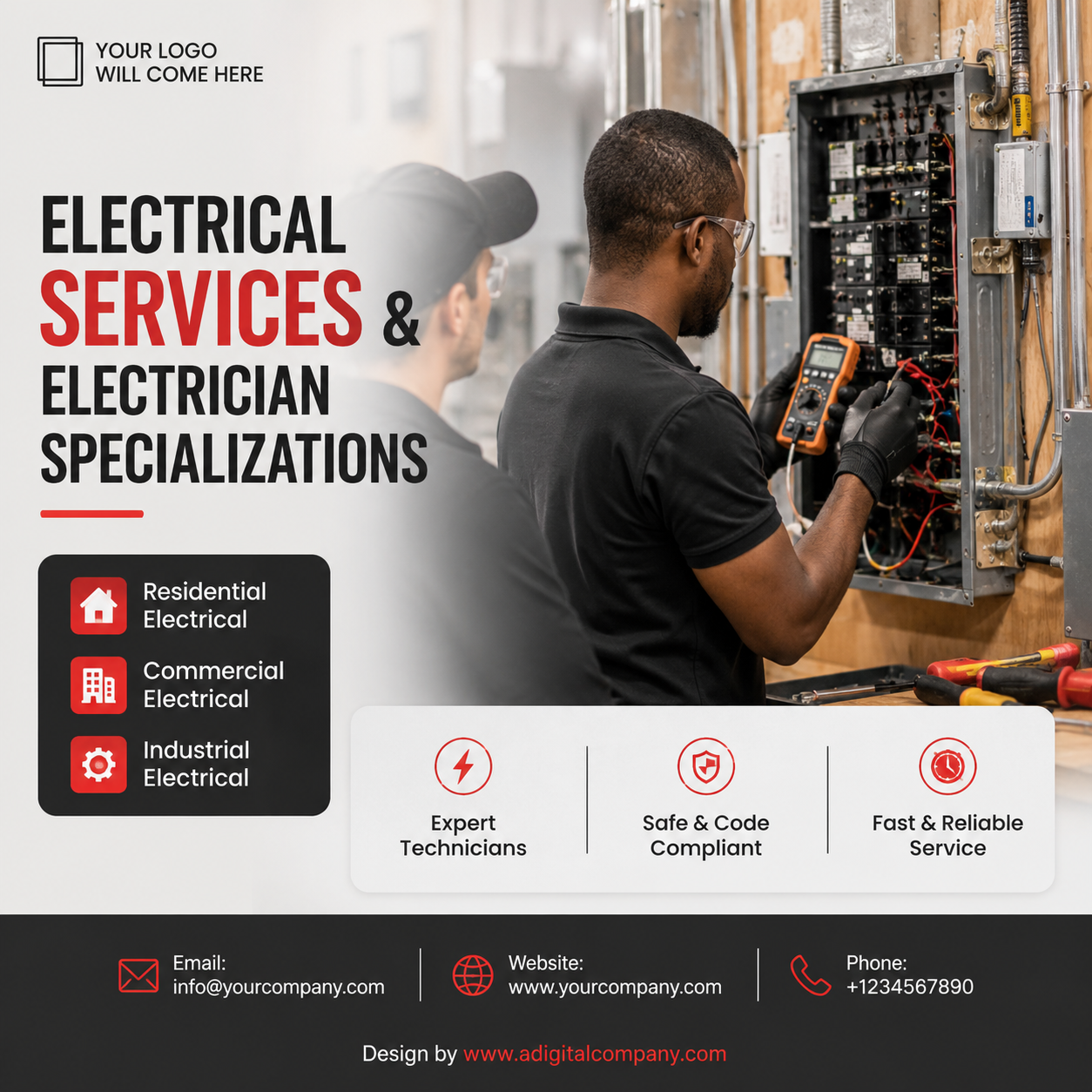 Hot Water System Wiring social media design — Electricians — A Digital Company
