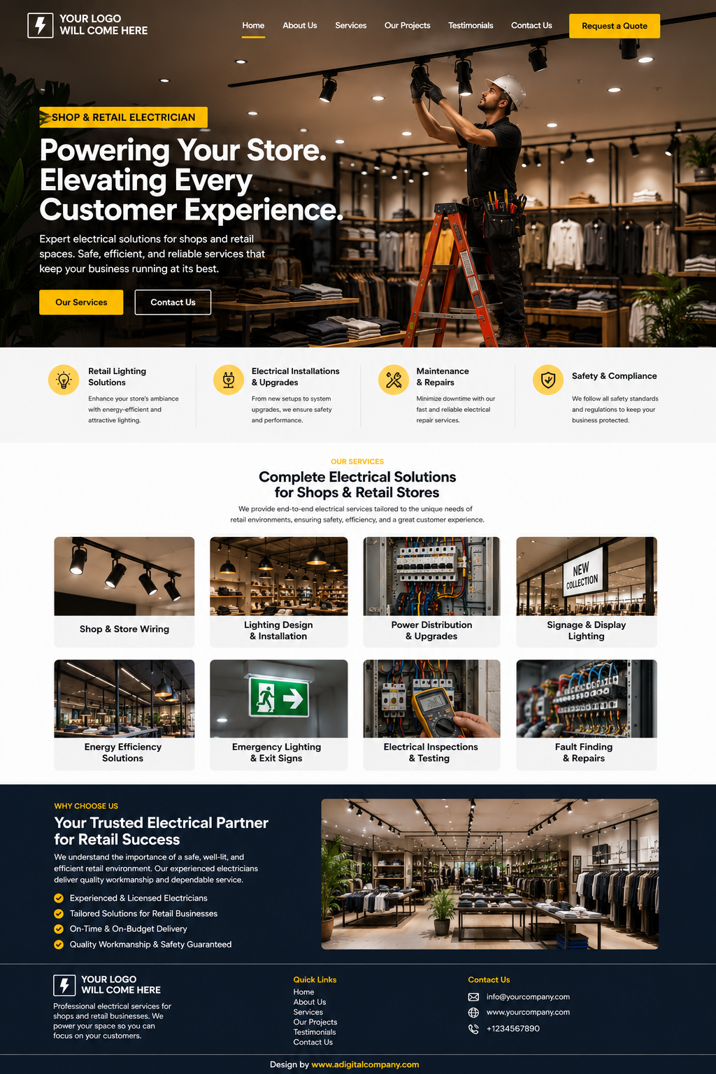 Electricians website design — Homepage — A Digital Company