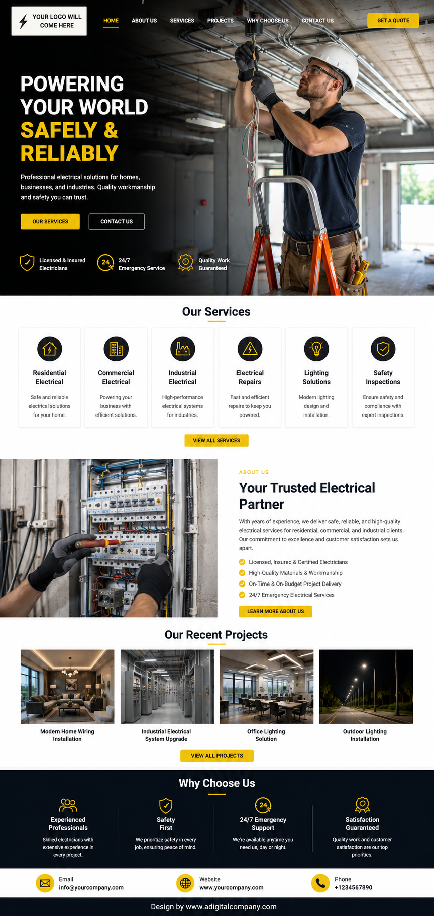 Electricians website design — Page view 2 — A Digital Company