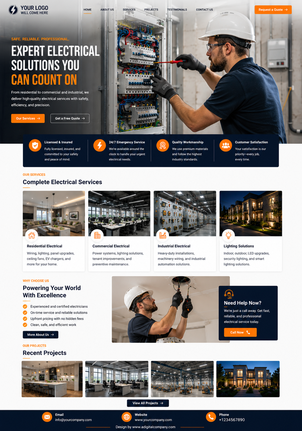 Electricians website design — Page view 3 — A Digital Company
