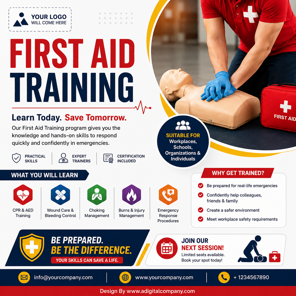 First Aid Training social media post design 1 — A Digital Company