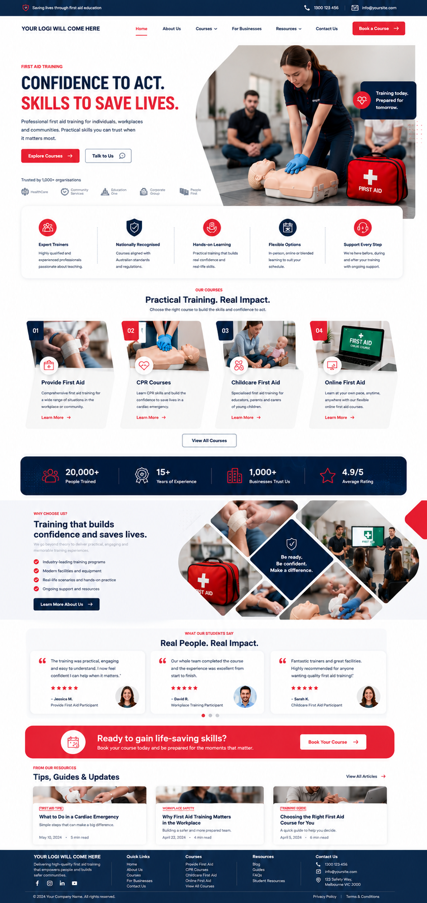 First Aid Training website design — Page view 3 — A Digital Company