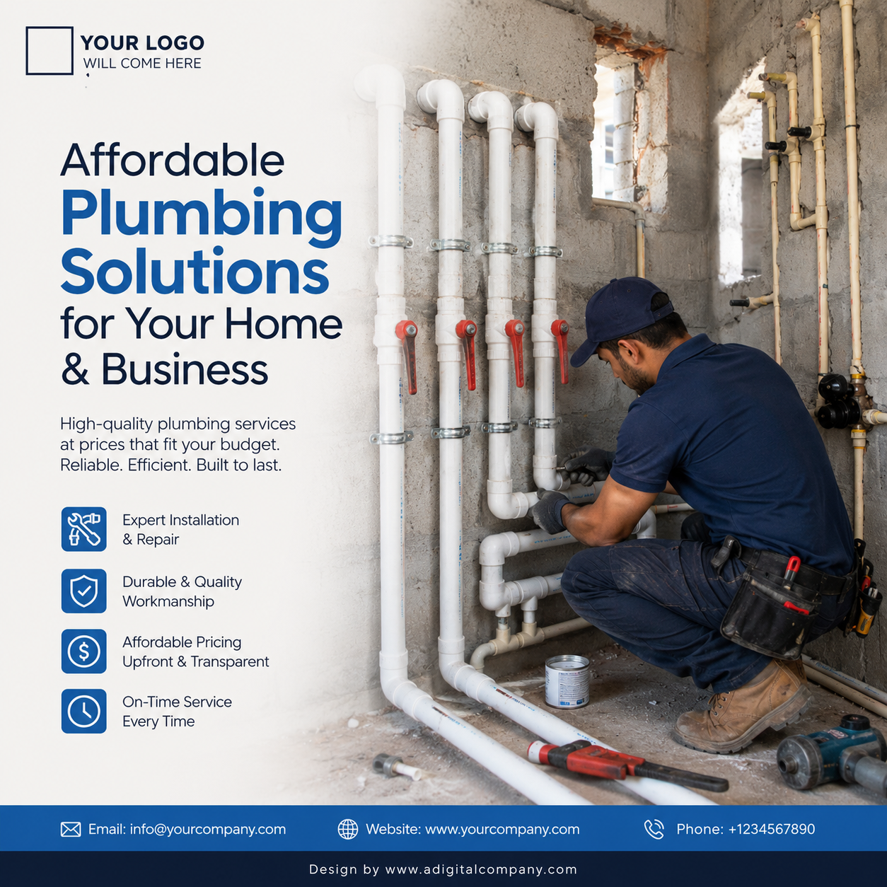 Hot Water System Repairs social media design — Plumbing — A Digital Company