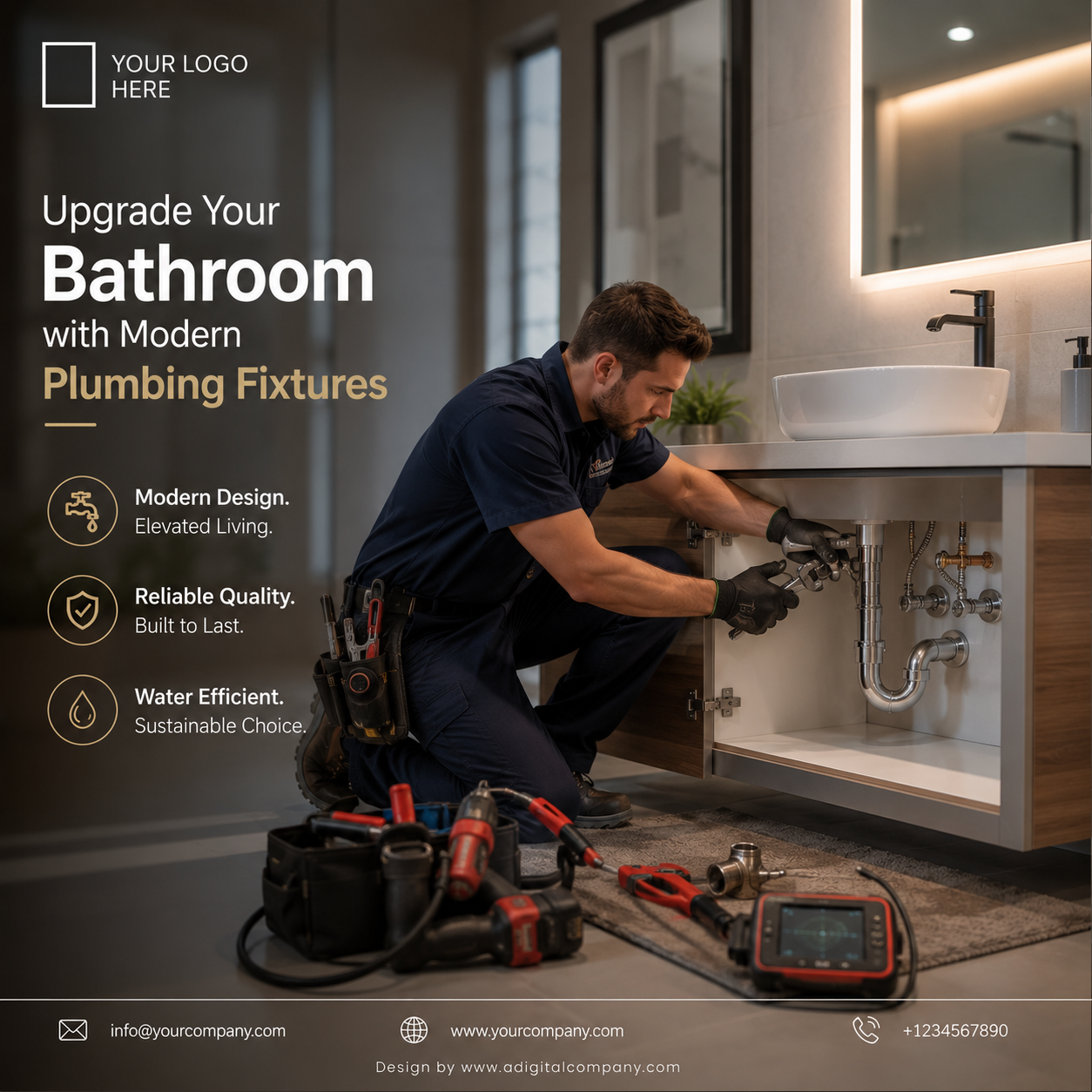 Burst Pipe Repairs social media design — Plumbing — A Digital Company