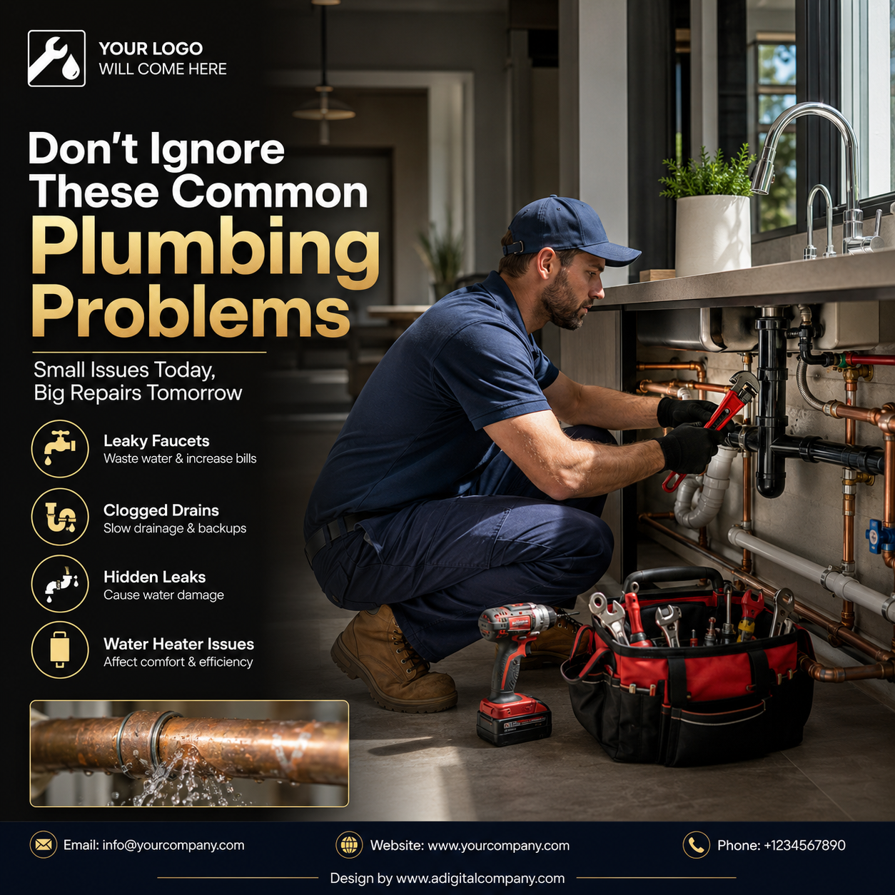 Water Pressure Problems social media design — Plumbing — A Digital Company