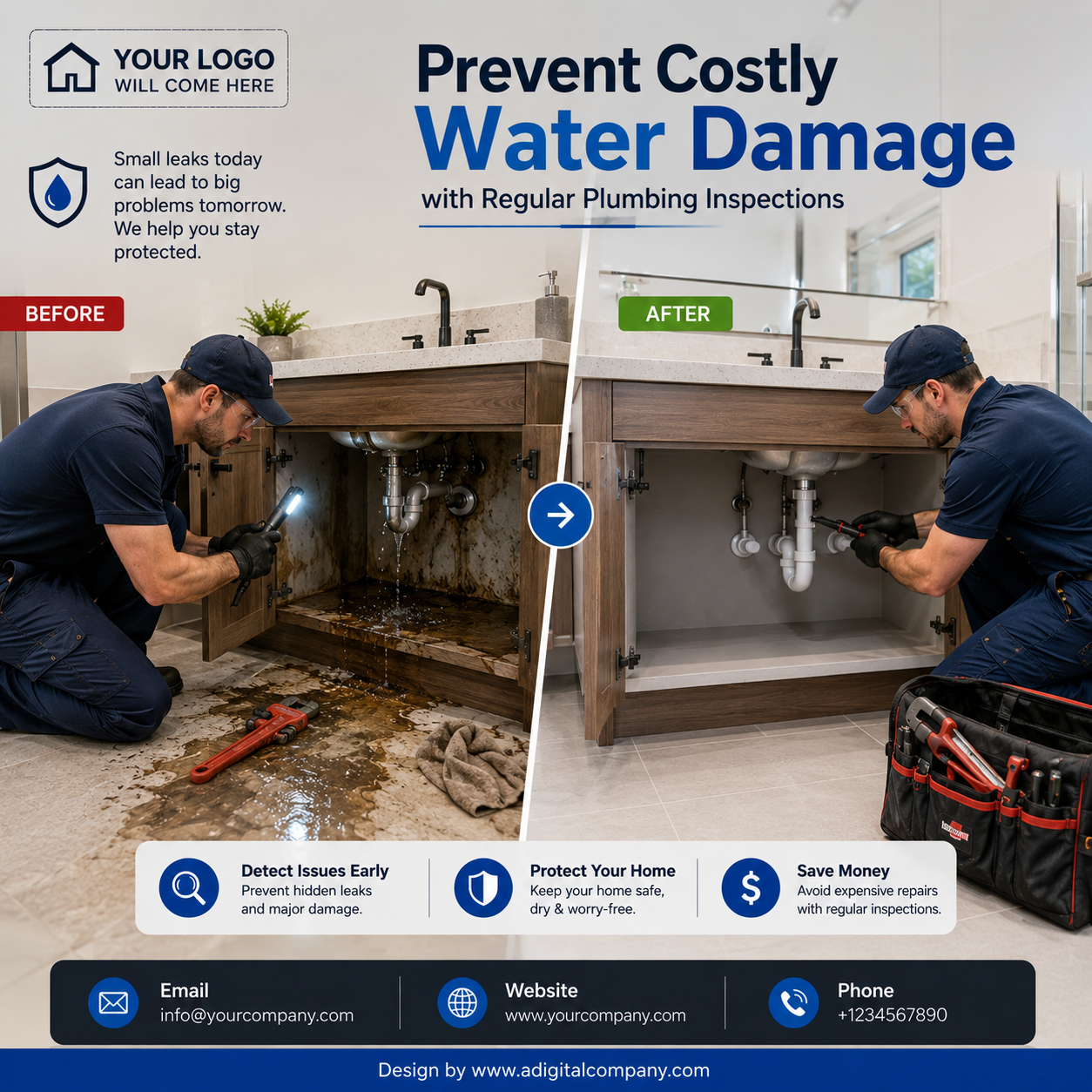 Roof and Stormwater Drainage social media design — Plumbing — A Digital Company