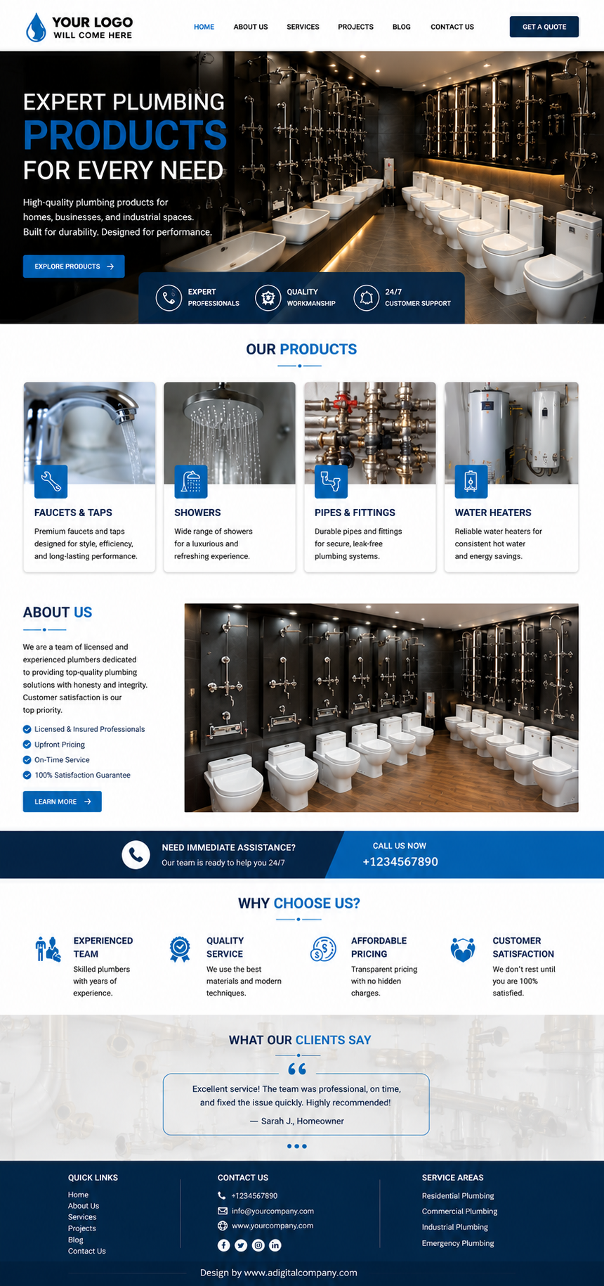 Plumbing website design — Homepage — A Digital Company