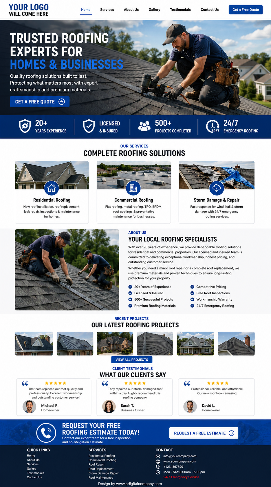 Roofing website design — Page view 7 — A Digital Company