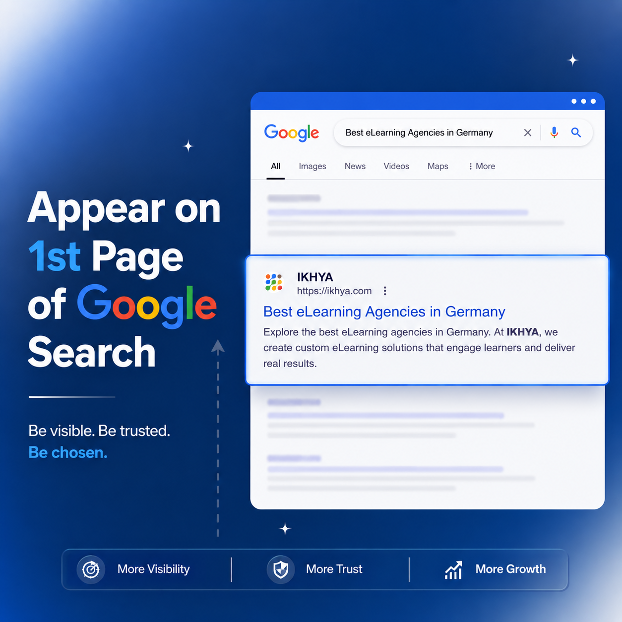 IKHYA appearing on the first page of Google for Best eLearning Agencies in Germany