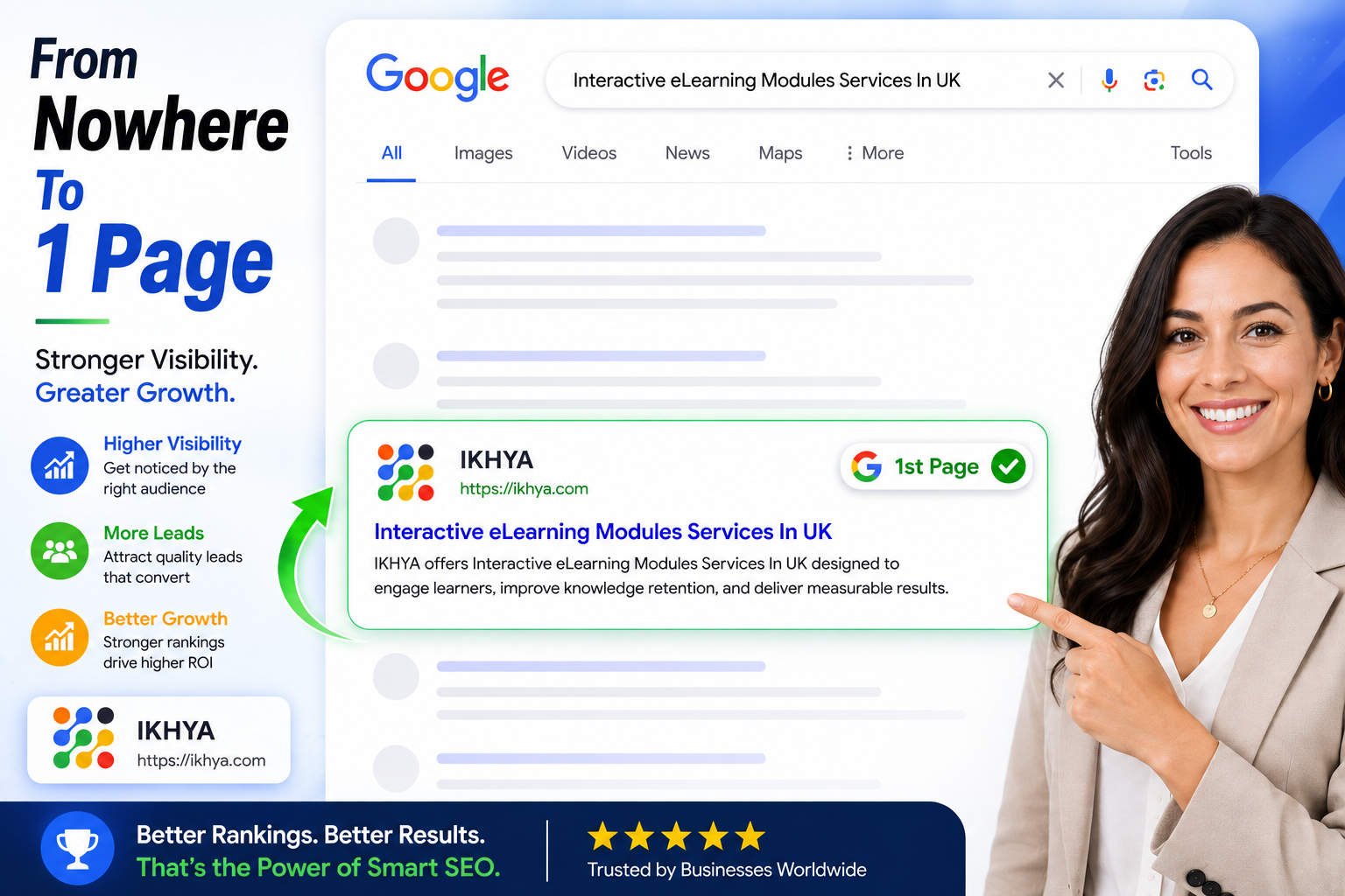 IKHYA ranking on page 1 of Google for Interactive eLearning Modules Services In UK
